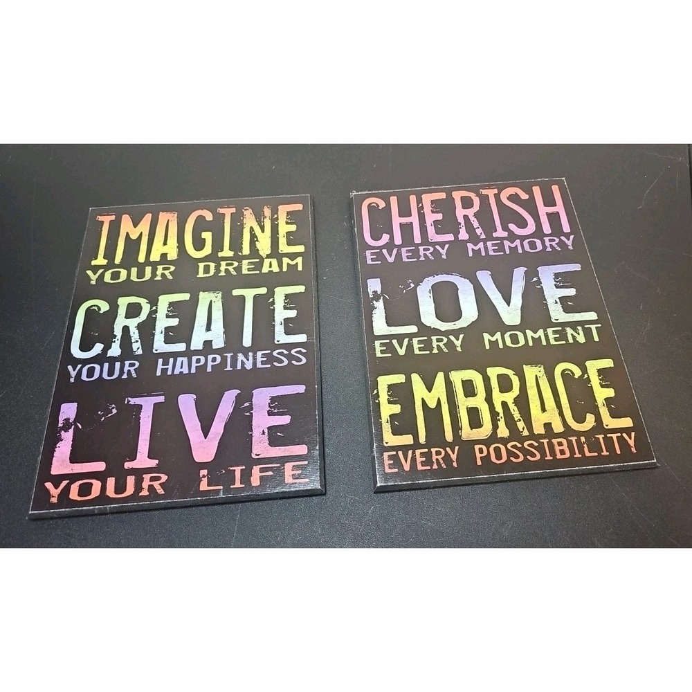 2 WOOD SIGNS CHERISH EVERY MEMORY, IMAGINE YOUR DREAM